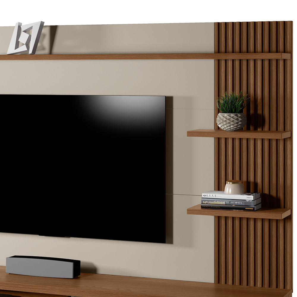 Linea---Painel-Home-Araruna-2.0-A1-V2---Freijo-e-Off-White---Detalhe-01-com-Decoracao---Ecommerce