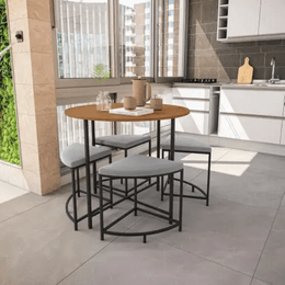 mesa-de-jantar-industrial-com-4-bancos-estofados-cinza-preto-90cm